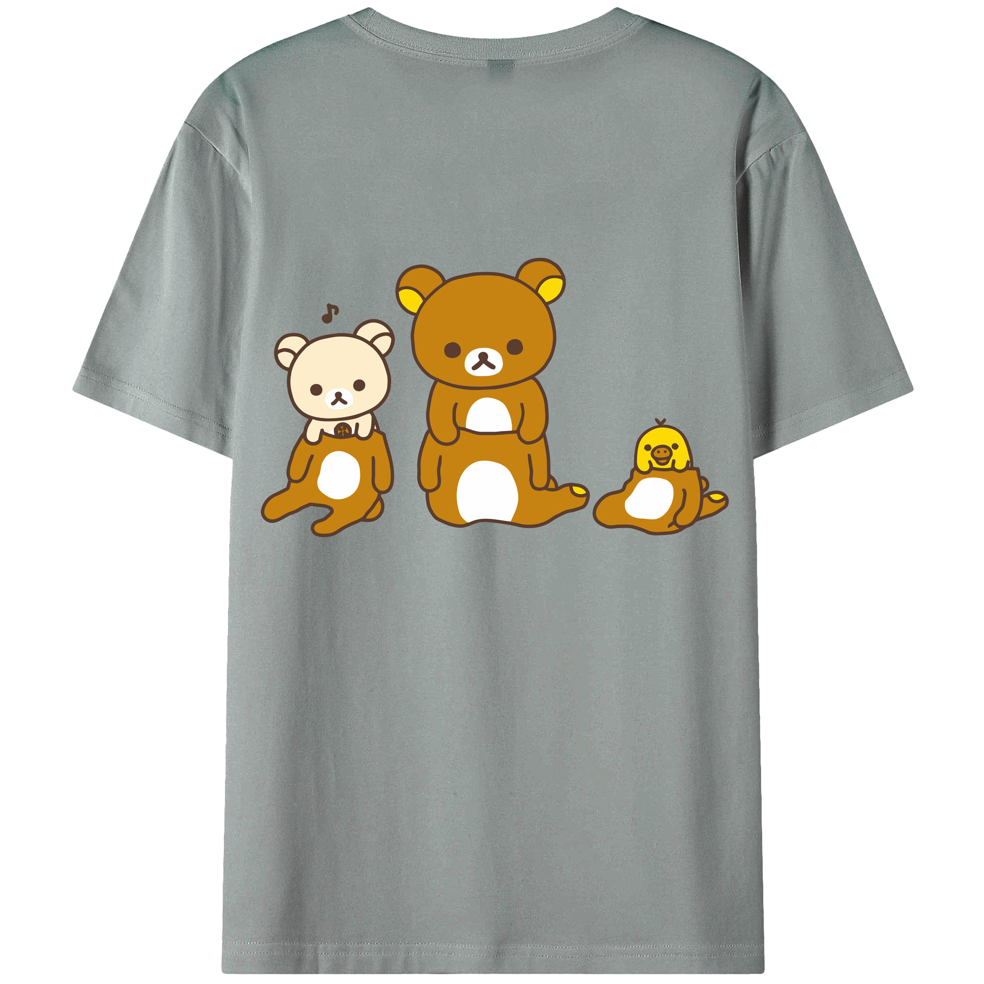（画像用） リラックマ リラックマ キイロイトリ Rilakkuma Korilakkuma Kiiroitori 綿100％ メンズ半袖Tシャツ（バックプリント） 通気性